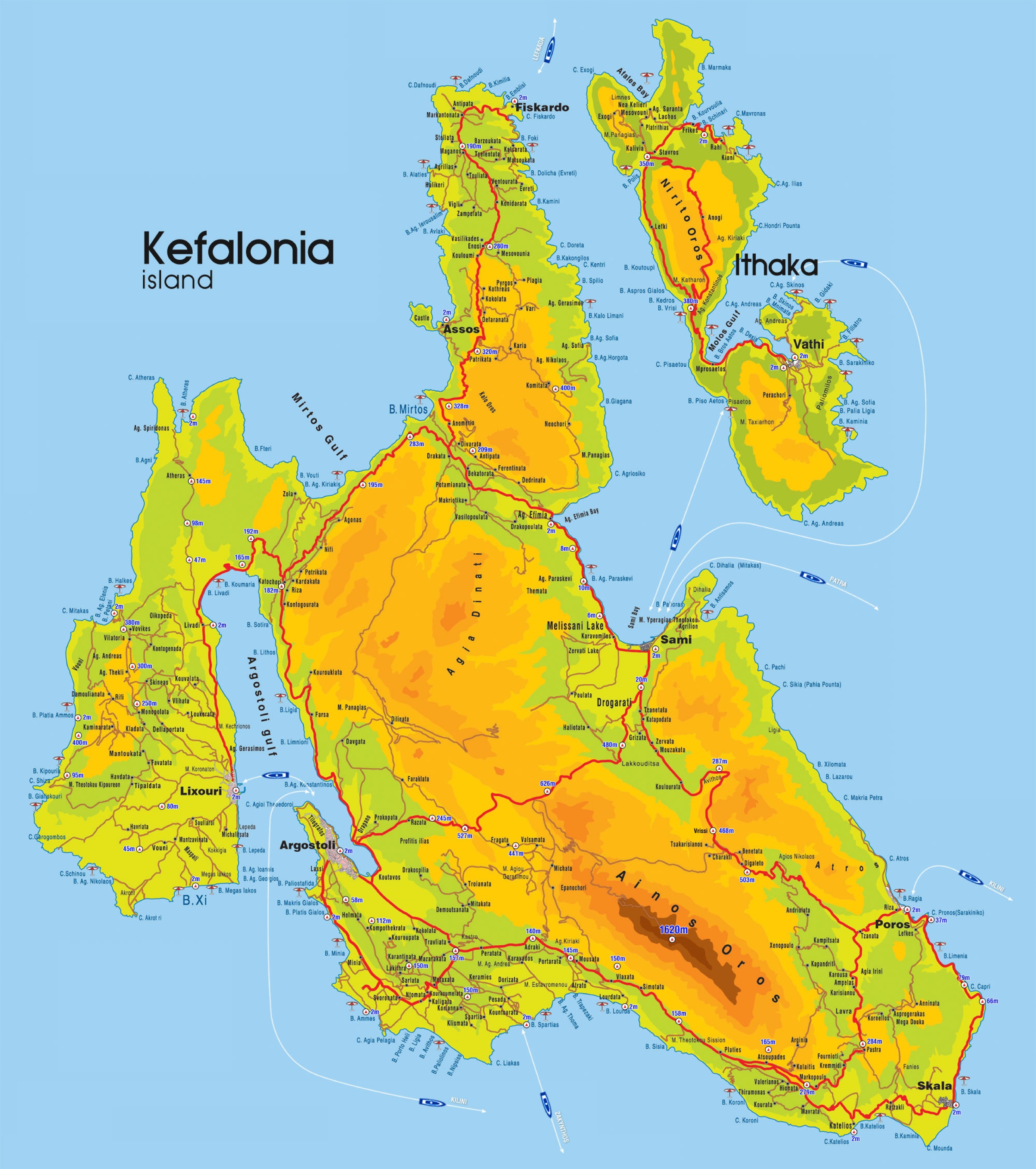 Kefalonia Tourist Map Ontheworldmap