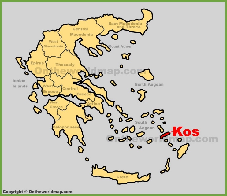 Kos location on the Greece map