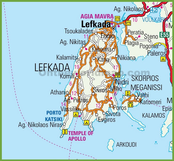 Lefkada road map