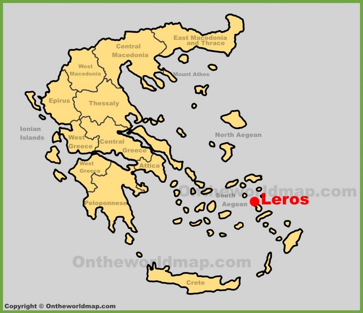 Leros location on the Greece map