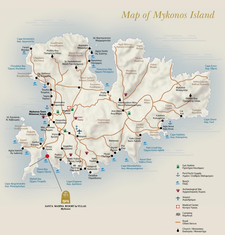 Mykonos tourist map