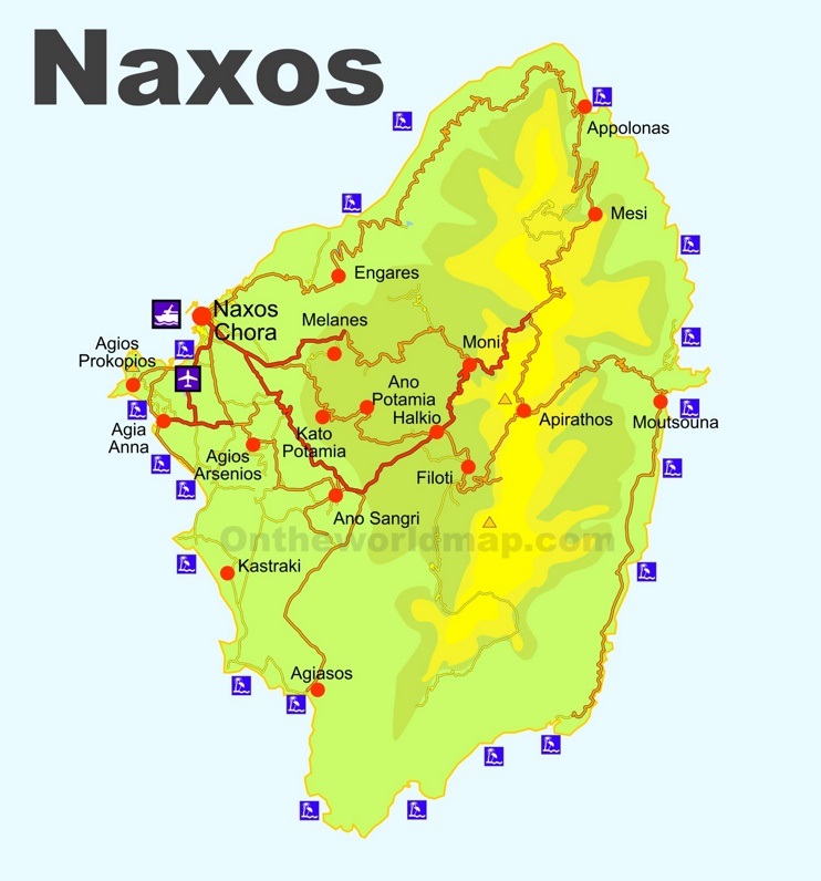 Naxos beaches map