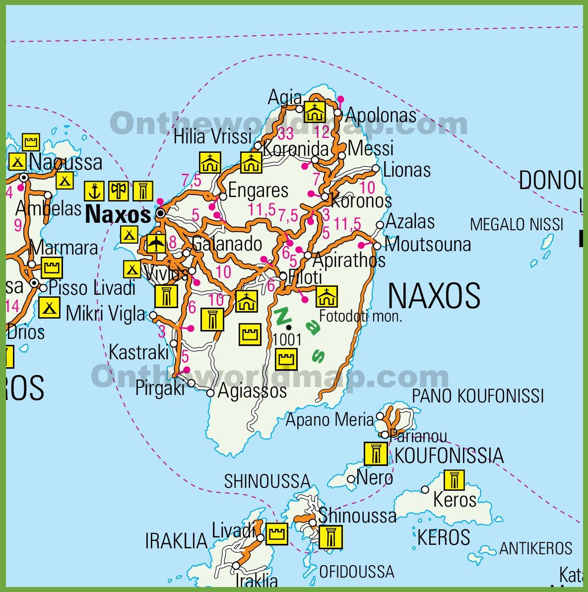 tourist map of naxos greece