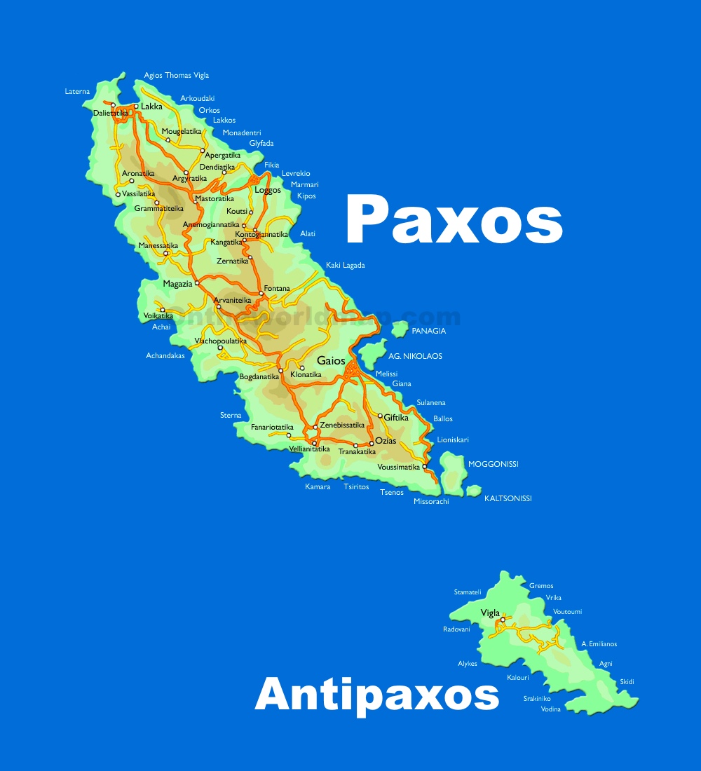 Paxos And Antipaxos Map Ontheworldmap Paxos And Antipaxos Map Ontheworldmap