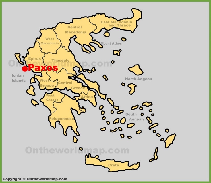 Paxos location on the Greece map