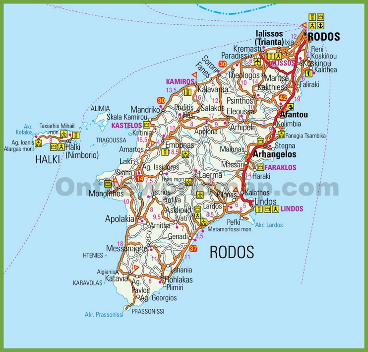 Rhodes tourist map