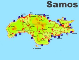 Samos beaches map