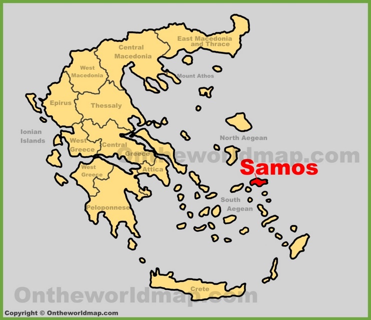 Samos location on the Greece map