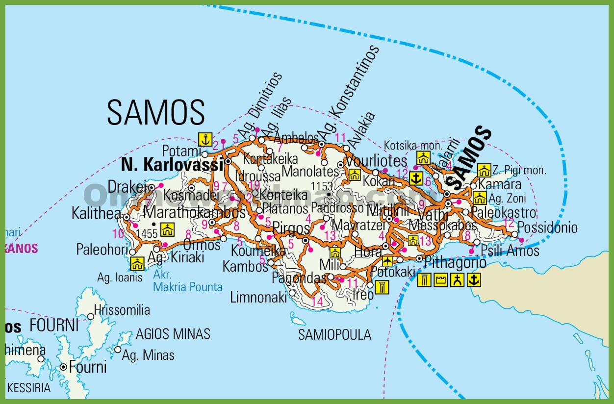 tourist map of samos