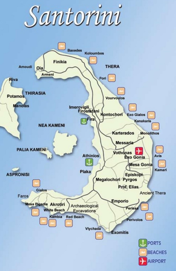 Santorini Greece Map In English Santorini Tourist Map