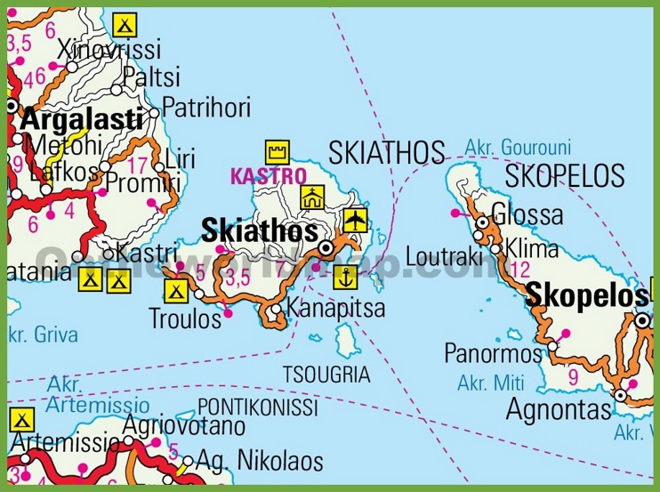 Skiathos road map