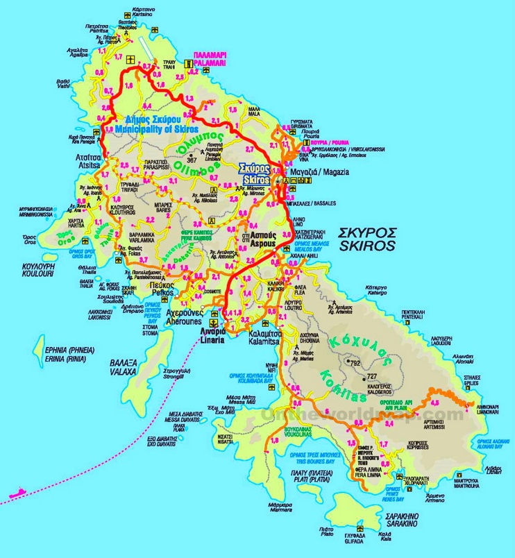 Skyros tourist map