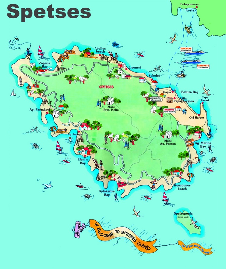 Spetses tourist map