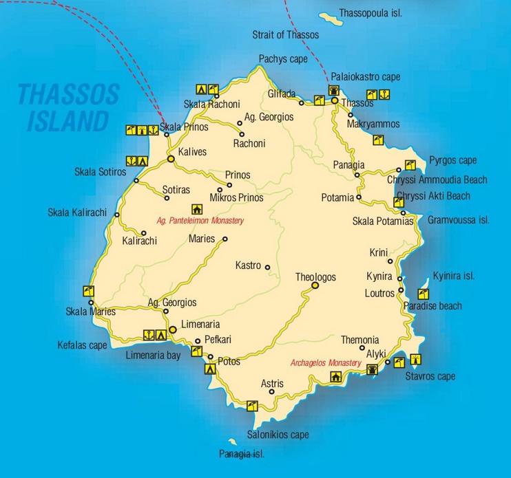 Thasos tourist map