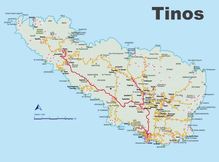 Tinos tourist map