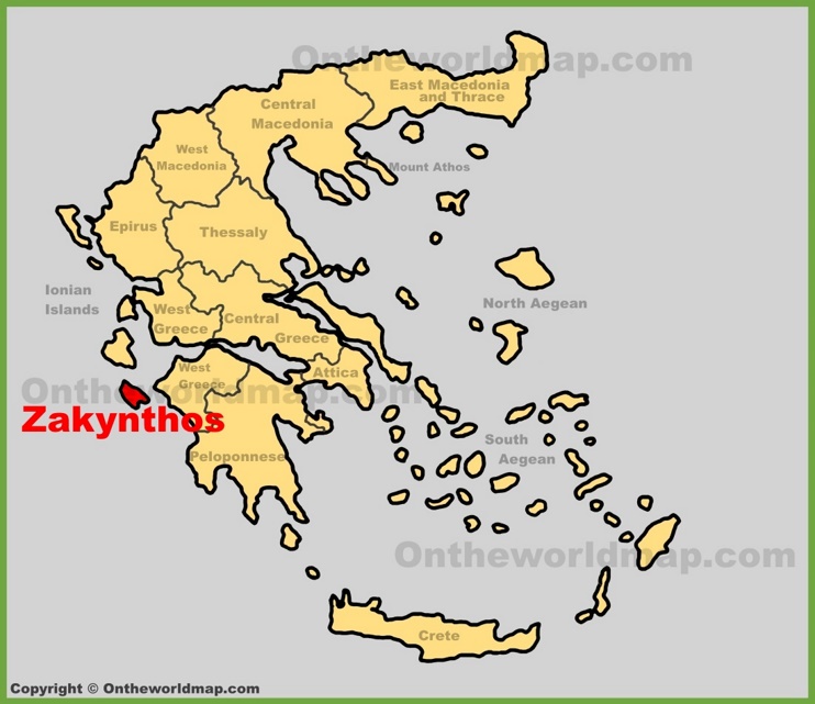 Zakynthos location on the Greece map