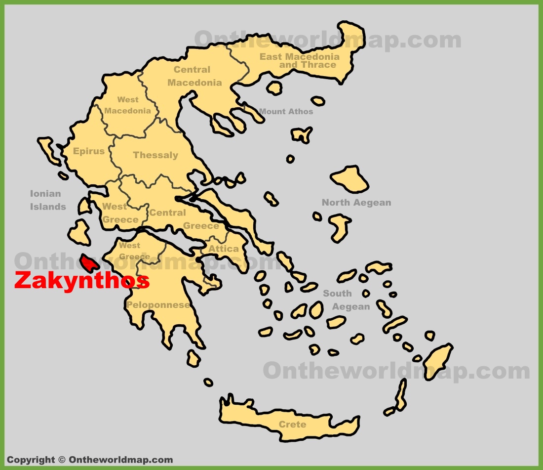 Zakynthos Location On The Greece Map