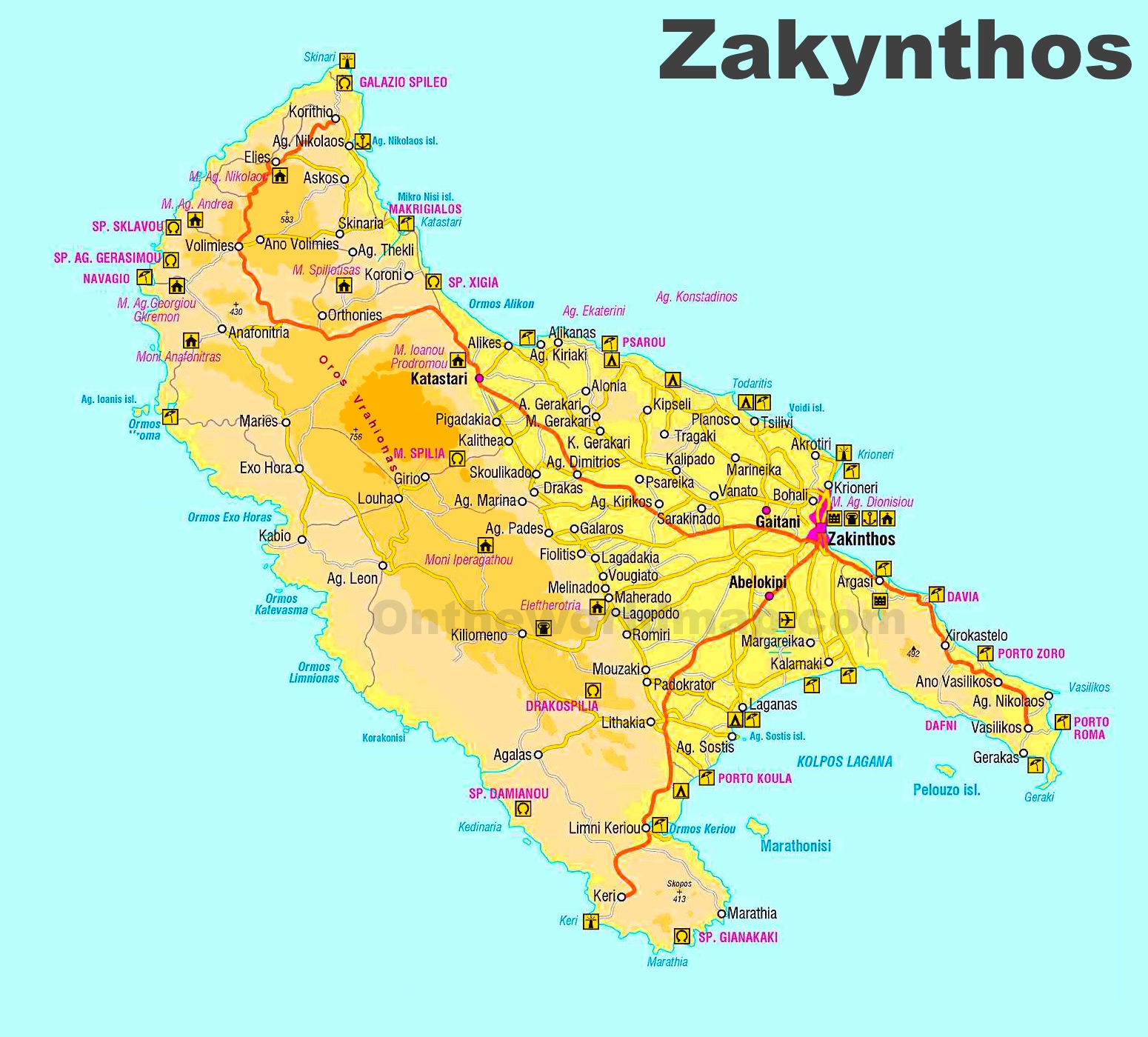 tourist map of zakynthos