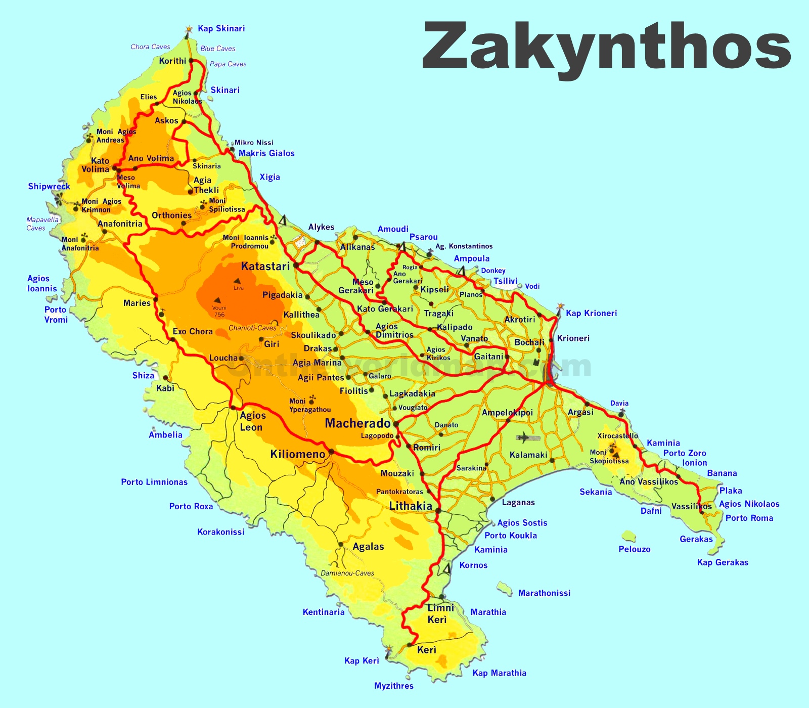 Zakynthos travel map - Ontheworldmap.com