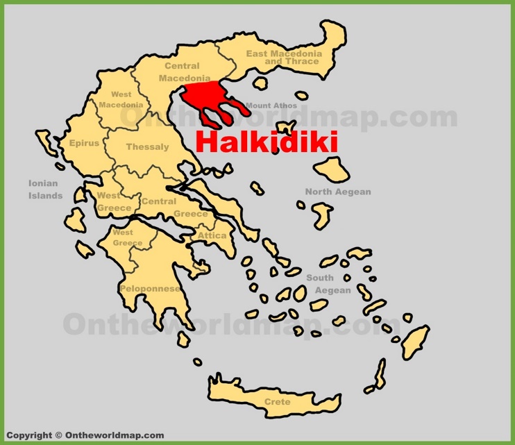 Halkidiki location on the Greece map