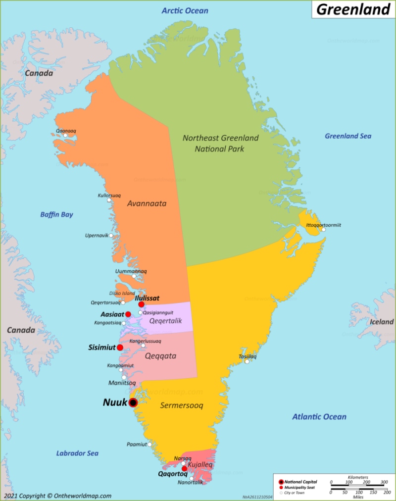 Greenland Map With Cities