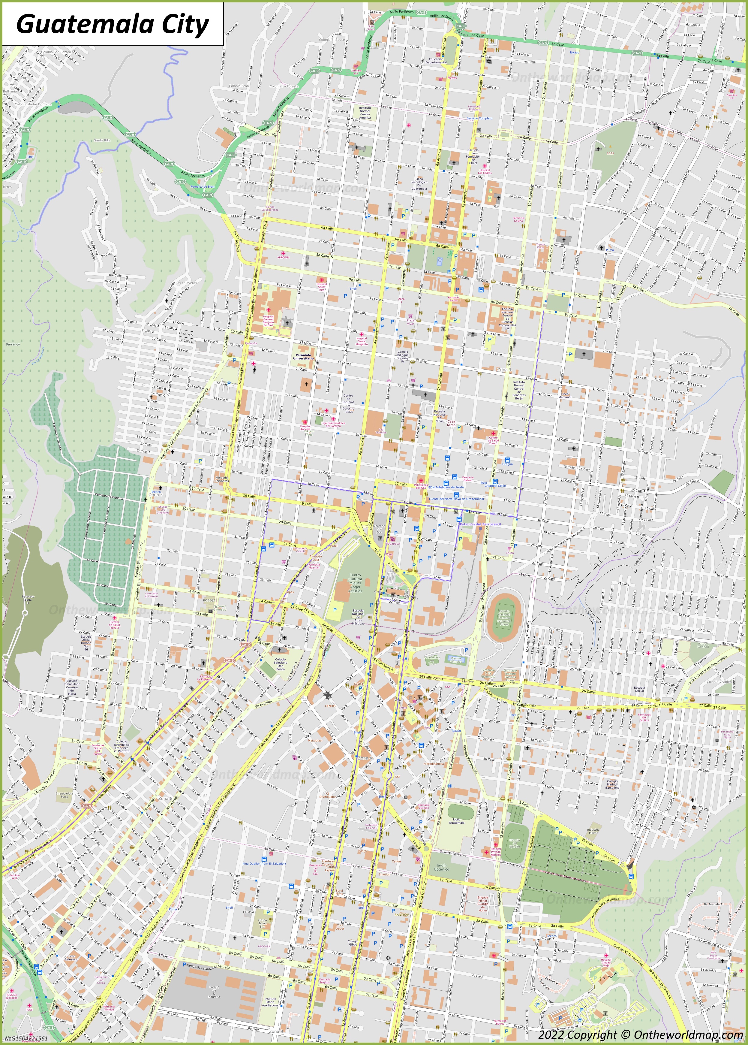 Ciudad de Guatemala - Mapa del centro