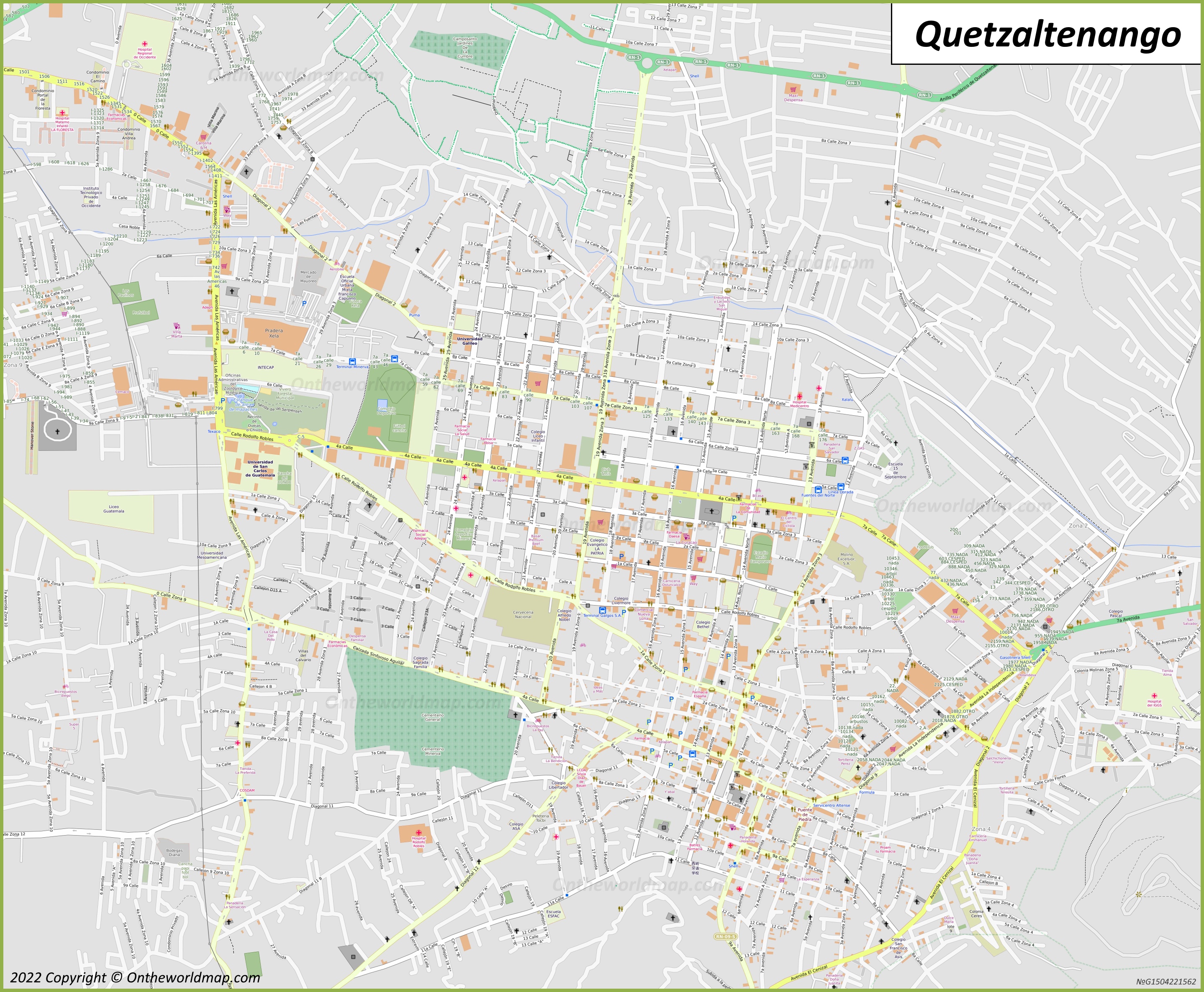 Mapa de Quetzaltenango