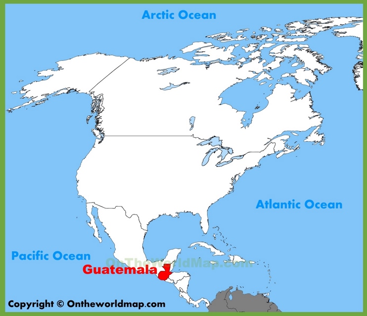 Guatemala en el mapa de América del Norte