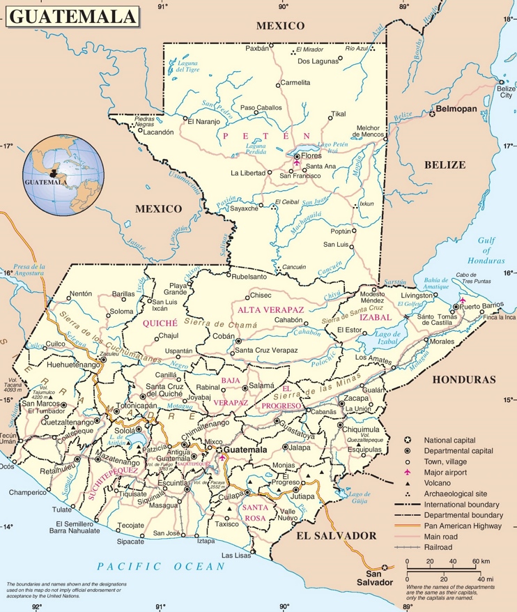 Mapa de carreteras de Guatemala