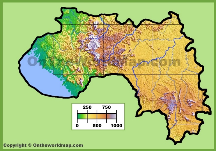 Guinea physical map