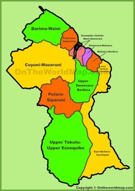 Administrative map of Guyana