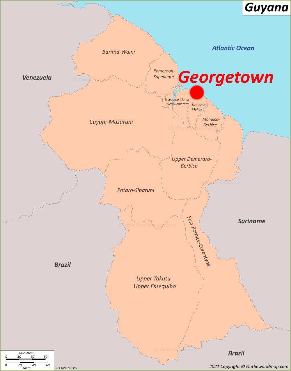 Georgetown Location On The Guyana Map 