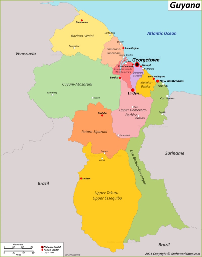 Physical Map Of Guyana