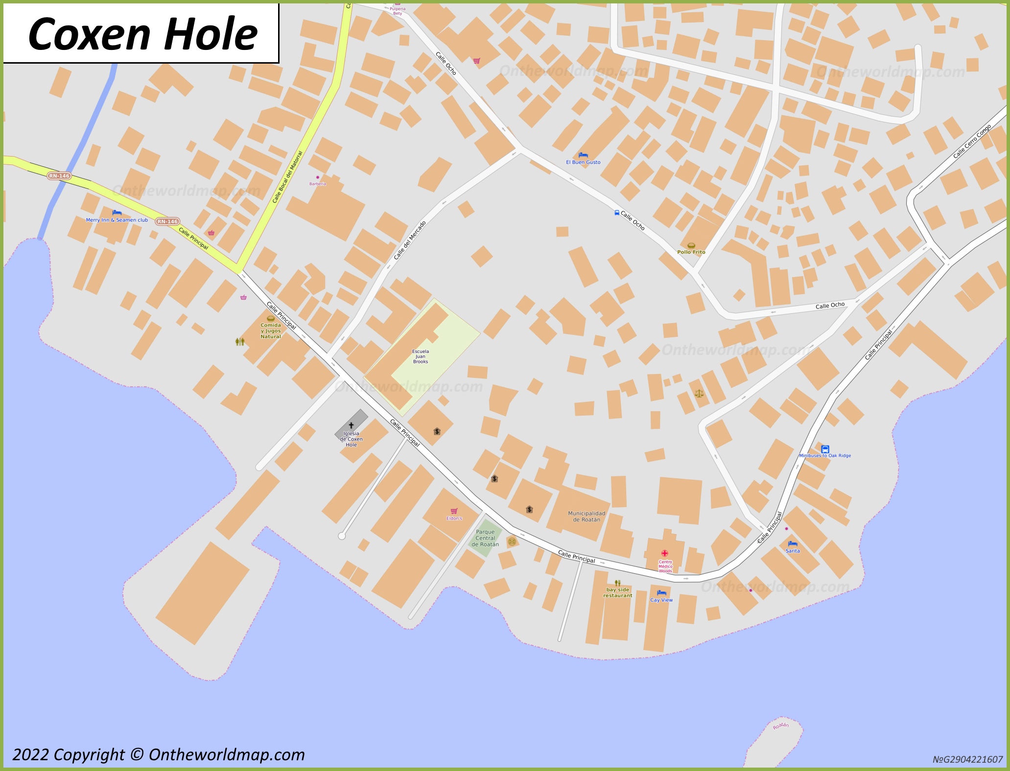 Coxen Hole Town Centre Map