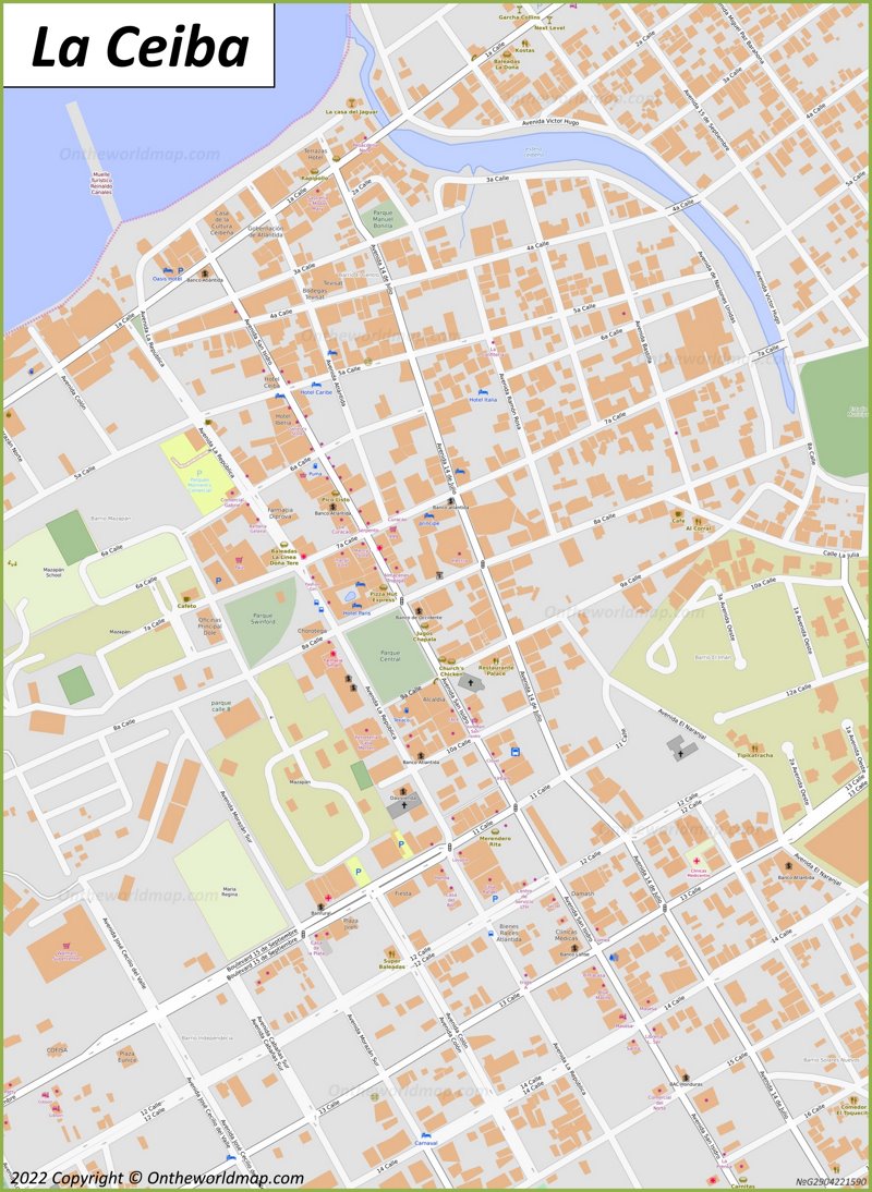 La Ceiba City Centre Map