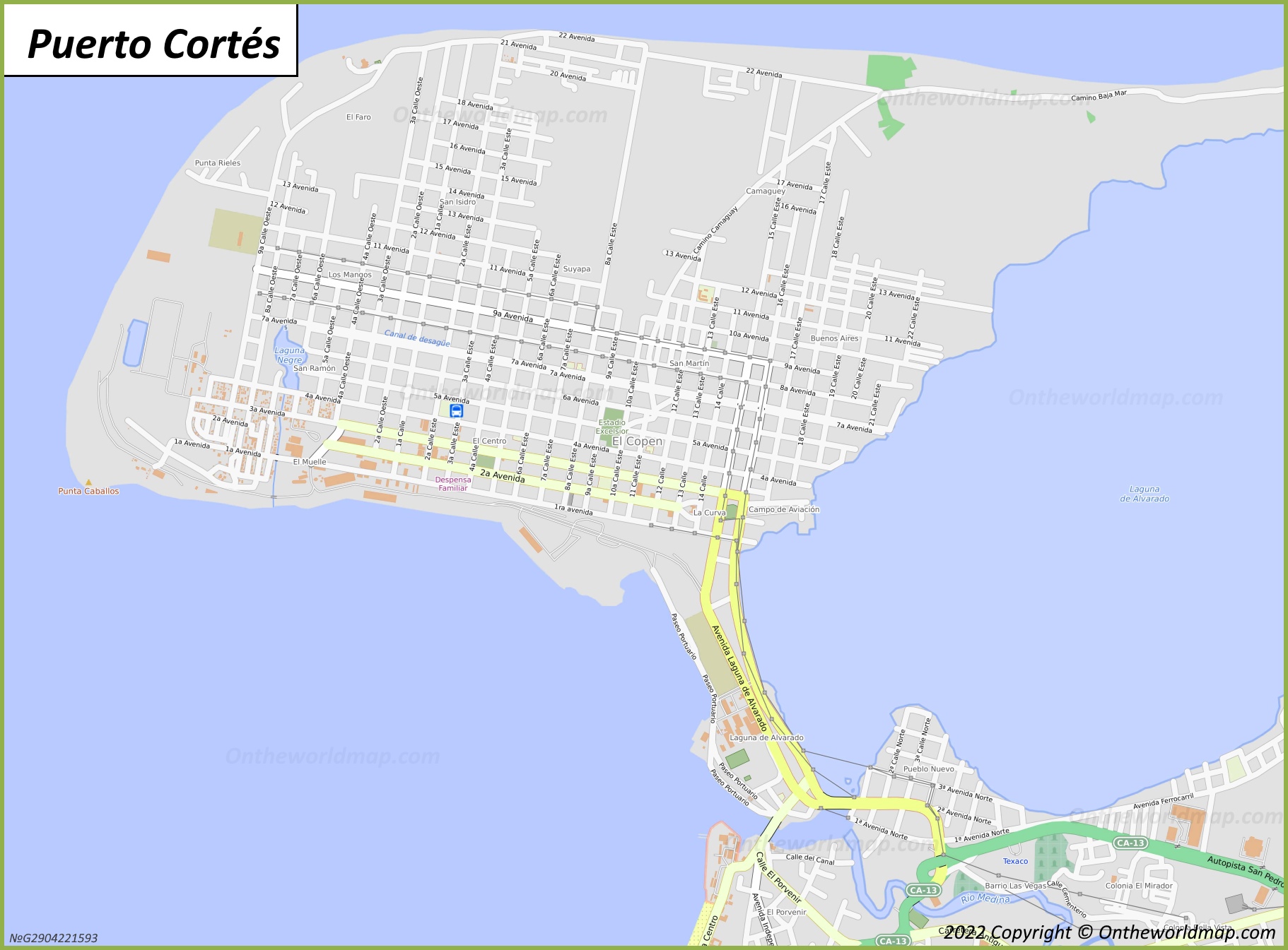 Map of Puerto Cortés