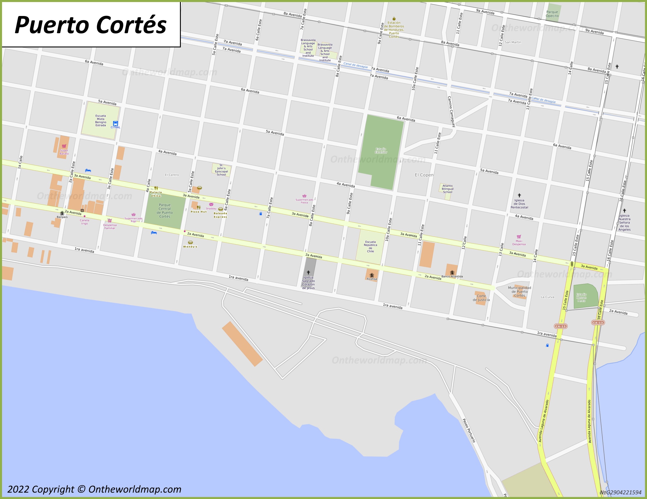 Puerto Cortés City Centre Map