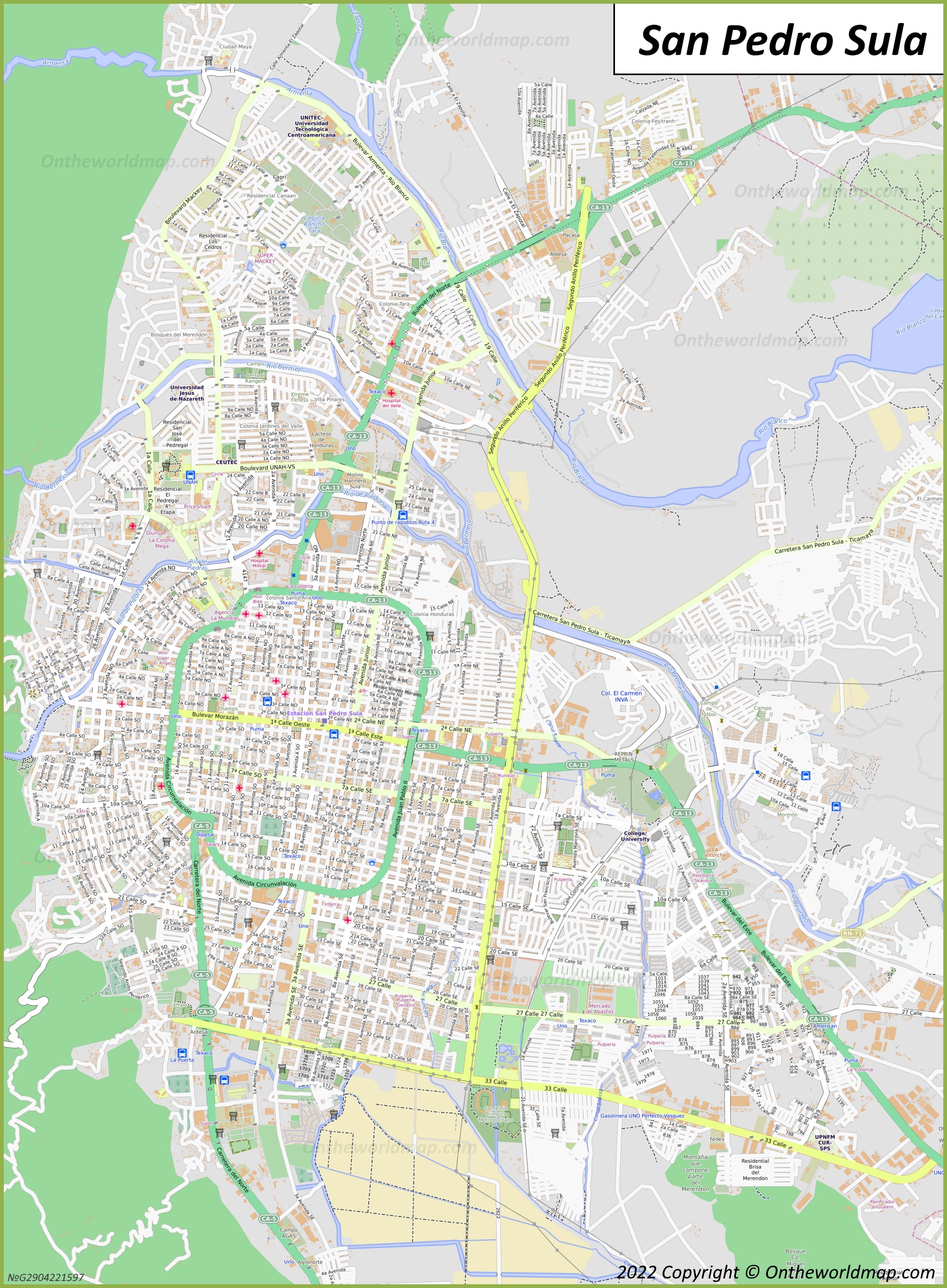 Map of San Pedro Sula