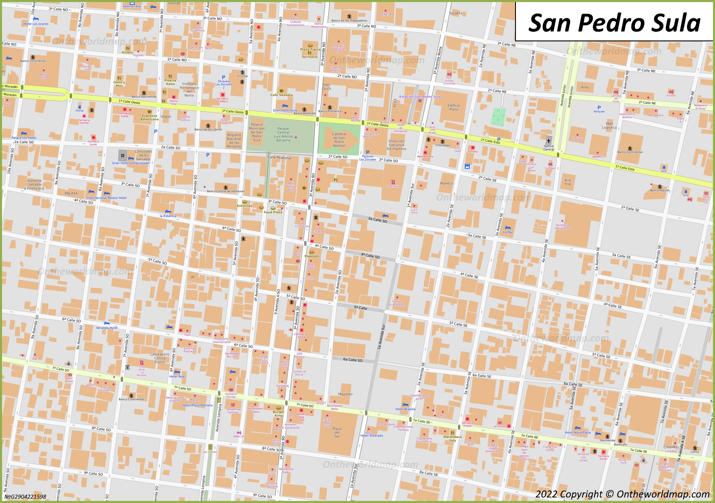 San Pedro Sula Old Town Map