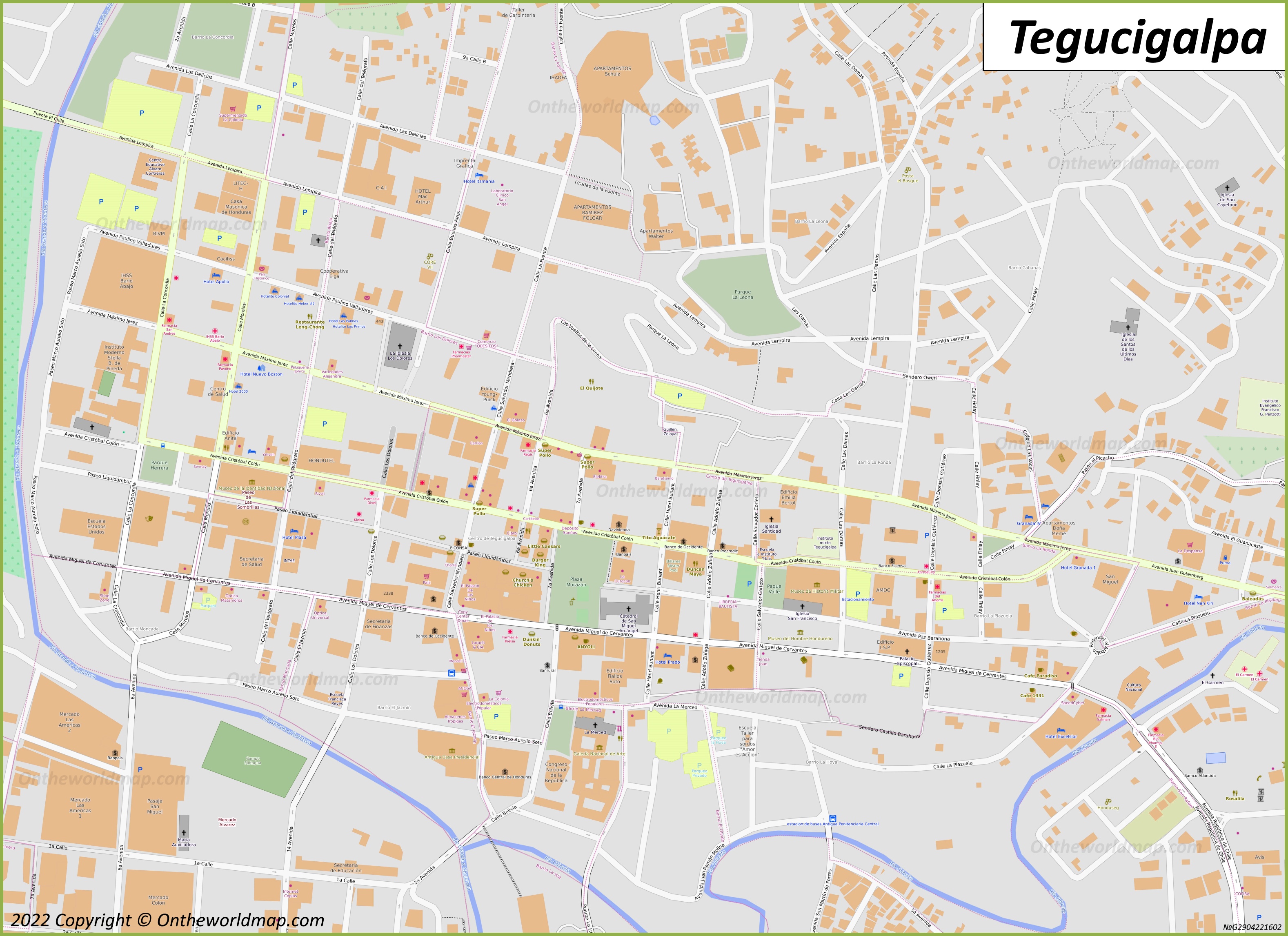 Tegucigalpa City Centre Map