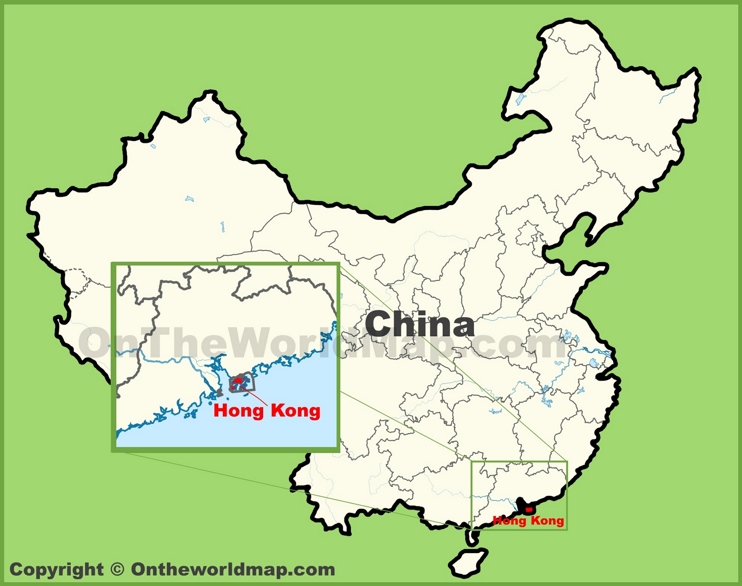 Hong Kong Location On The Map Of China Max 