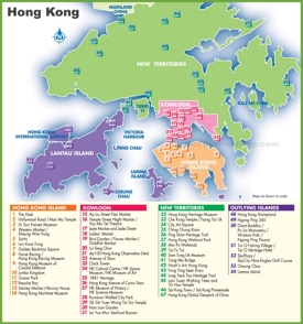 Map of Hong Kong with sightseeings