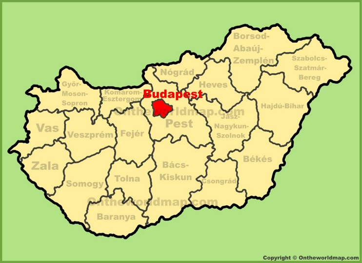 Budapest location on the Hungary Map