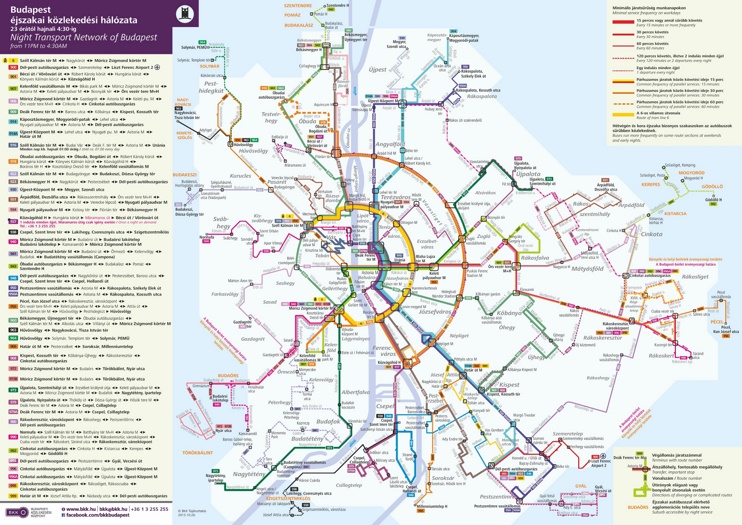 Budapest night transport map