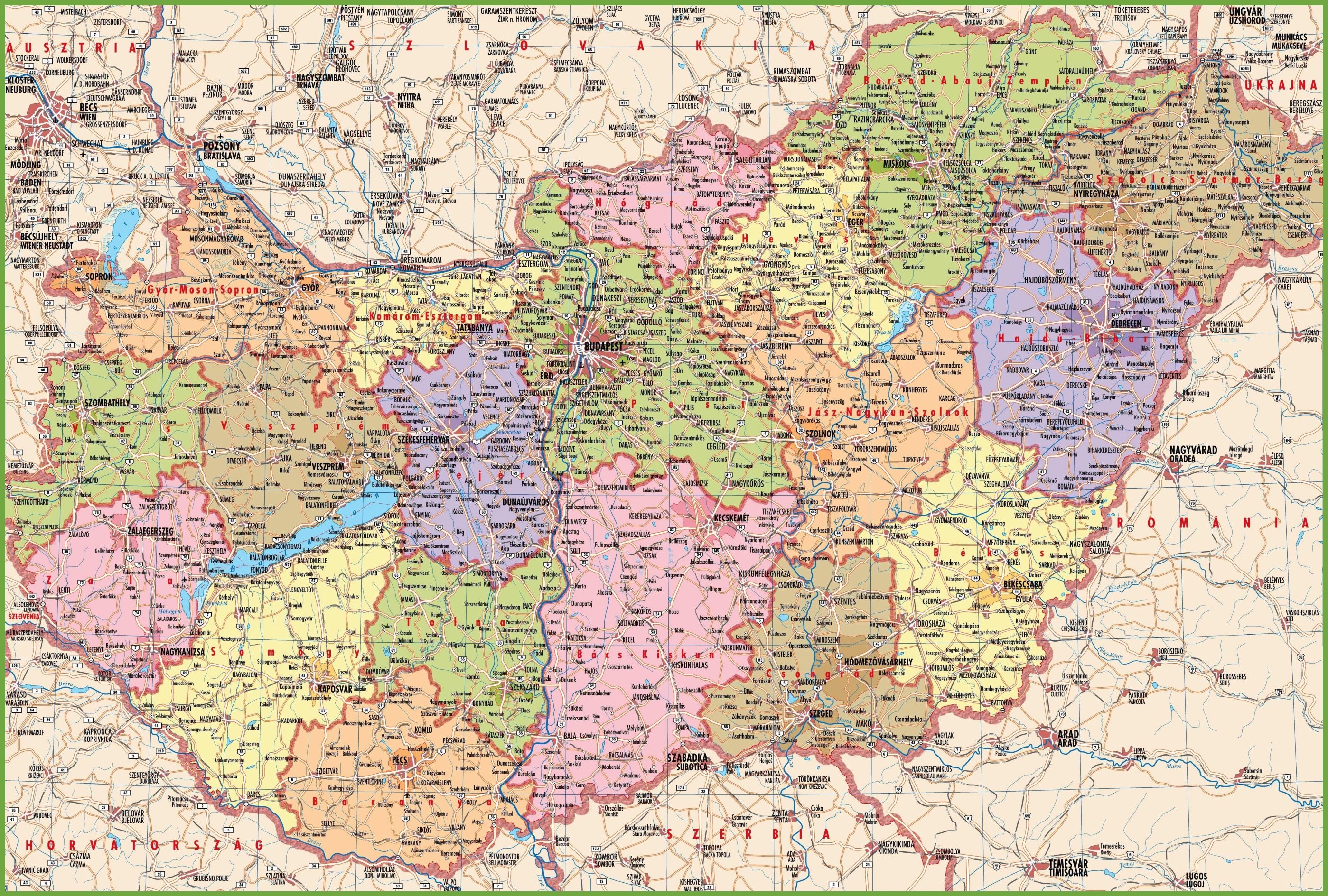 Large Detailed Map Of Hungary With Cities 43624 | Hot Sex Picture