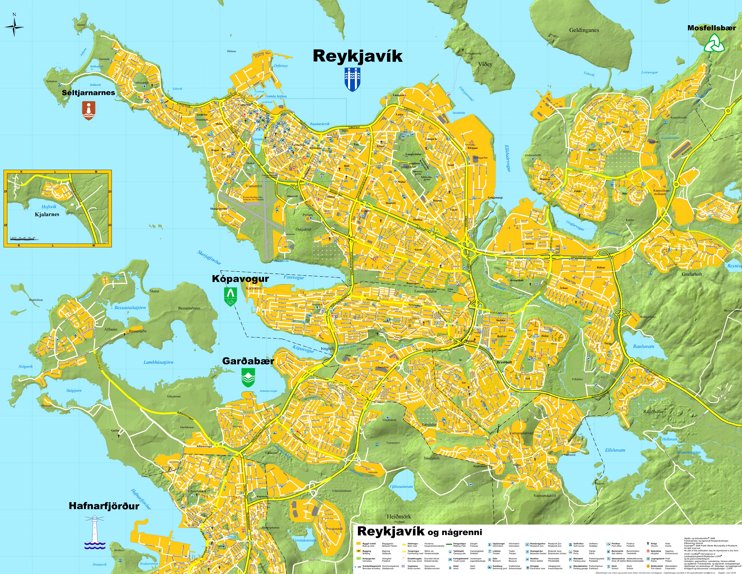 Detailed tourist map of Reykjavík