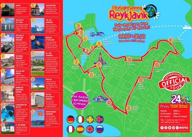 Reykjavík sightseeing map