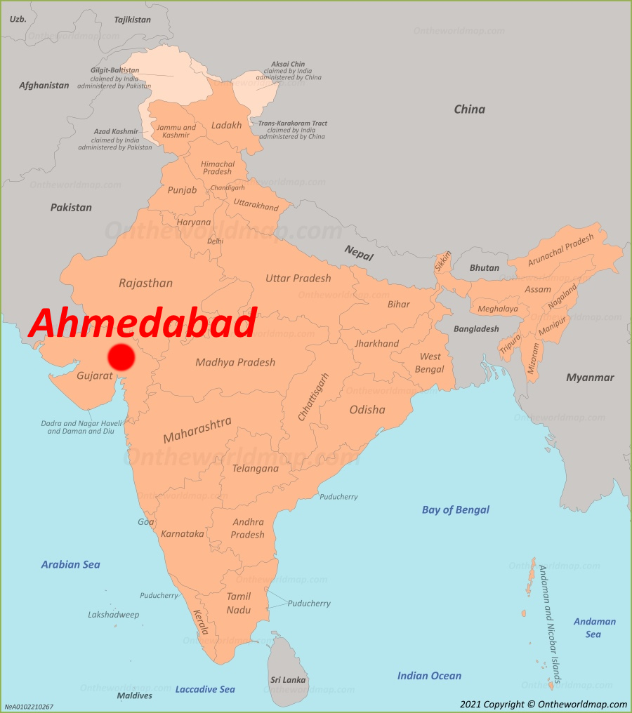 Ahmedabad Location On The India Map 