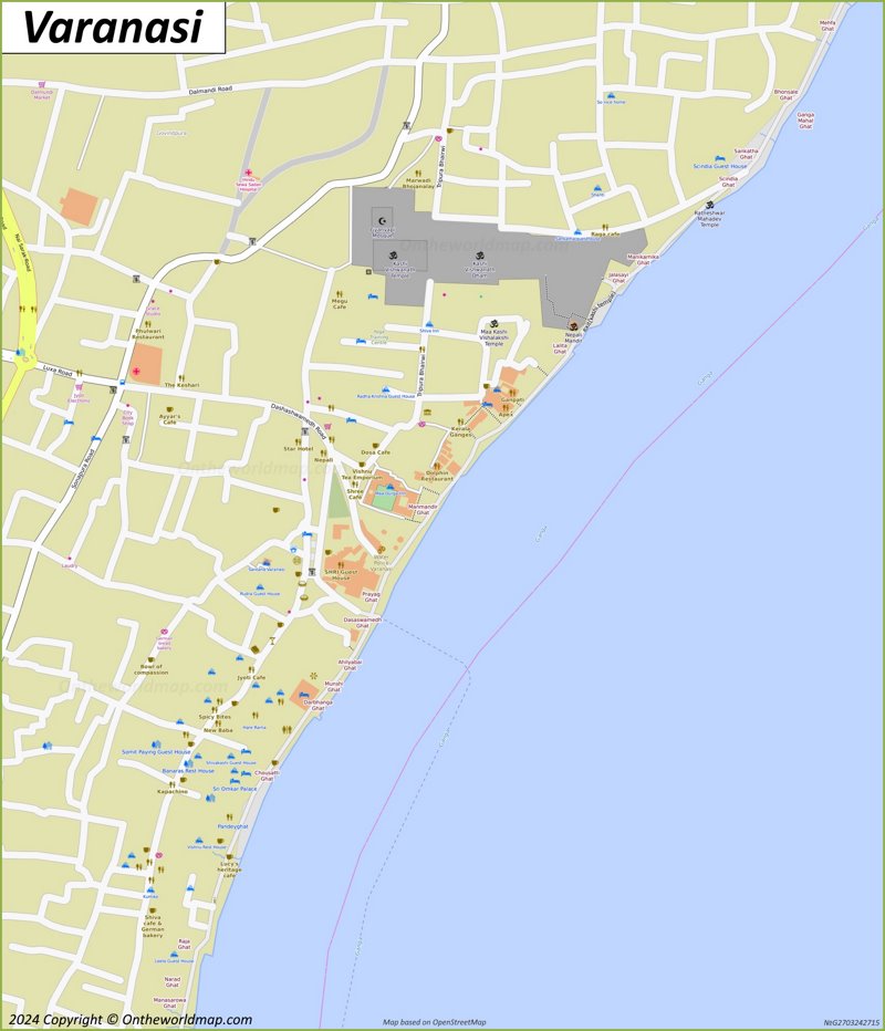 Varanasi Old Town Map
