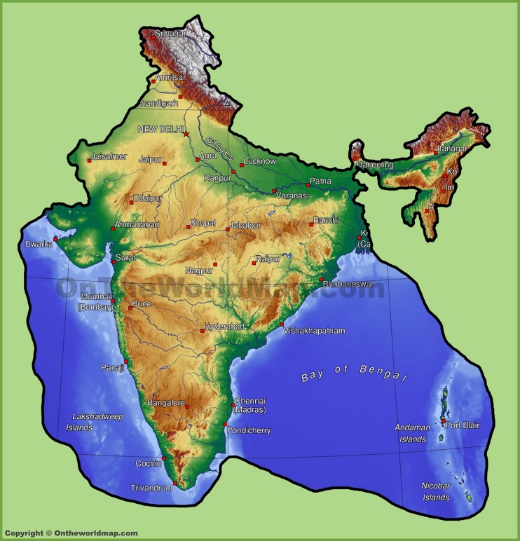 India physical map